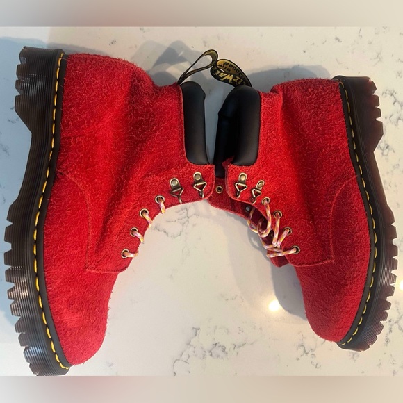 Dr.Martens Women’s 939 Ben Suede Red Padded Collar Lace Up Boots New - Picture 6 of 15